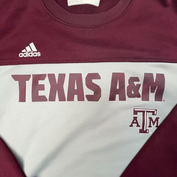 Adidas Pullover Mens XL Maroon Gray Aggie Texas A&M University Climalite - Picture 3 of 7
